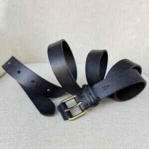 Frye Men’s Dark Brown Leather Belt Size XL 1” Wide 47” Long Brass Buckle